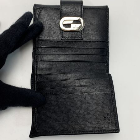  GUCCI グッチ レザー 035･2888 ブラック Wホック財布 シルバー金具 レディース
