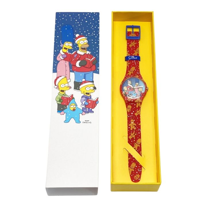 SWATCH スウォッチ ザ・シンプソンズ コラボモデル ワンダアス・ウインター・ワンダーランド SUOZ361 クォーツ 腕時計 箱有 SWATCH スウォッチ ザ・シンプソンズ コラボモデル ワンダアス