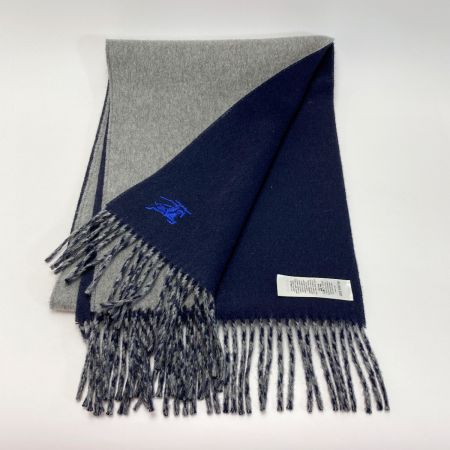  BURBERRY バーバリー リバーシブル カシミアマフラー グレー×ネイビー カシミア100％ ストール
