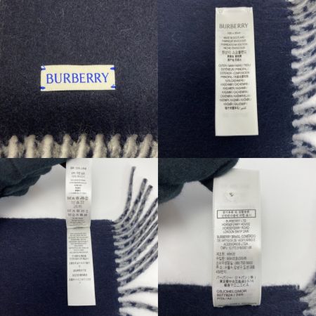  BURBERRY バーバリー リバーシブル カシミアマフラー グレー×ネイビー カシミア100％ ストール