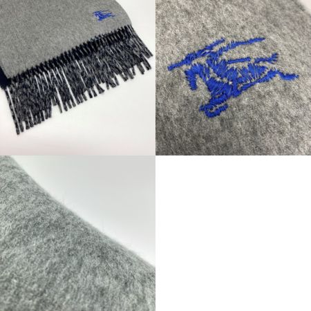  BURBERRY バーバリー リバーシブル カシミアマフラー グレー×ネイビー カシミア100％ ストール