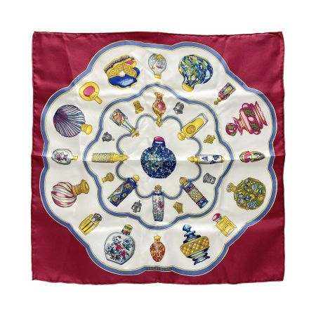  HERMES エルメス カレ40 Qu importe le flacon 香水瓶 シルクスカーフ ハンカチ プチカレ シルク100％