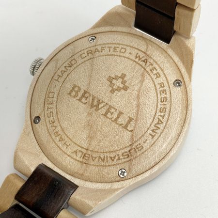  BEWELL ビーウェル クロノグラフ 木製 メープル/黒檀 W154A ベージュ クォーツ メンズ 腕時計