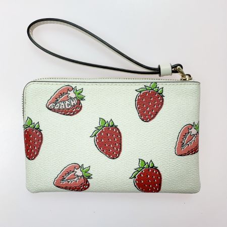  COACH コーチ コーナー ジップ リストレット ストロベリー CBB81 アイボリー ハンドポーチ