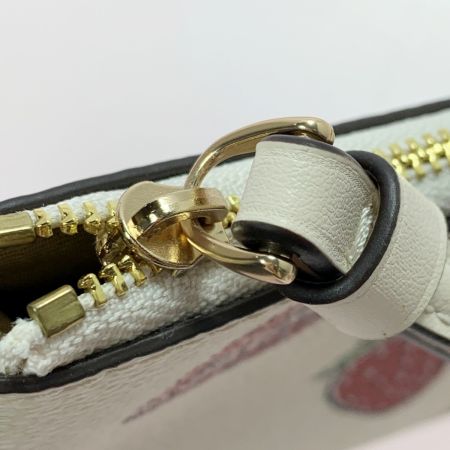  COACH コーチ コーナー ジップ リストレット ストロベリー CBB81 アイボリー ハンドポーチ