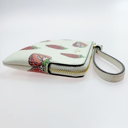  COACH コーチ コーナー ジップ リストレット ストロベリー CBB81 アイボリー ハンドポーチ