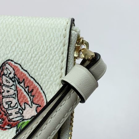  COACH コーチ コーナー ジップ リストレット ストロベリー CBB81 アイボリー ハンドポーチ