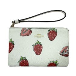 ☆☆ COACH コーチ コーナー ジップ リストレット CBB81 アイボリー ハンドポーチ Bランク