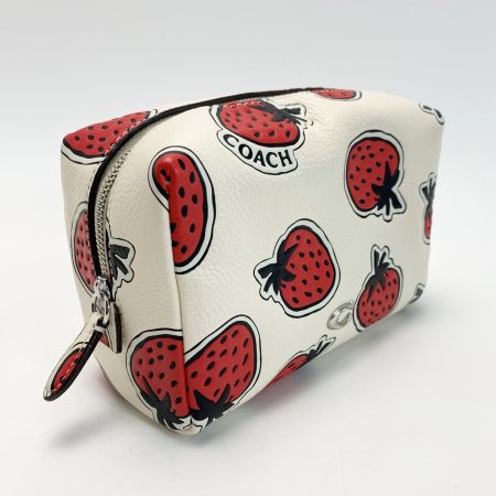  COACH コーチ コスメポーチ 苺 Strawberry CT893 アイボリー レザー レディース