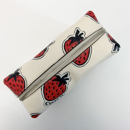  COACH コーチ コスメポーチ 苺 Strawberry CT893 アイボリー レザー レディース