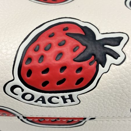  COACH コーチ コスメポーチ 苺 Strawberry CT893 アイボリー レザー レディース