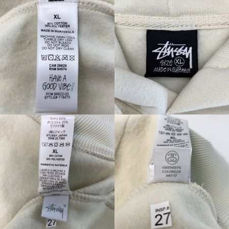  stussy ステューシー パーカー STOCK LOGO アイボリー SIZE XL