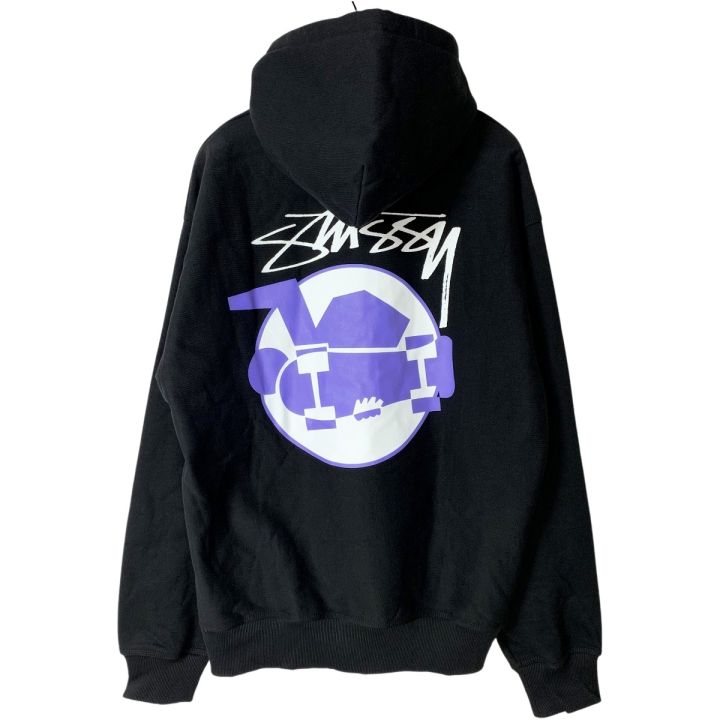 STUSSY　ステューシー　パーカー　両面ロゴ　刺繍ロゴ stussy ステューシー 両面ロゴ スケートマン スウェットパーカー