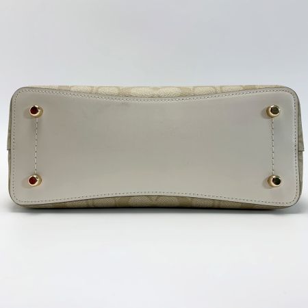  COACH コーチ 2WAYバッグ  シグネチャー F73293 ベージュ ストラップ付 ゴールド金具 レディース