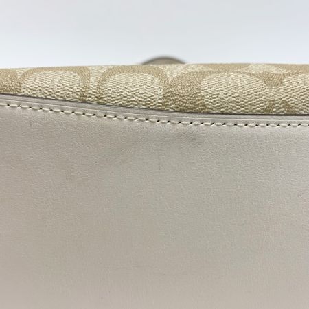  COACH コーチ 2WAYバッグ  シグネチャー F73293 ベージュ ストラップ付 ゴールド金具 レディース