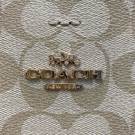  COACH コーチ 2WAYバッグ  シグネチャー F73293 ベージュ ストラップ付 ゴールド金具 レディース
