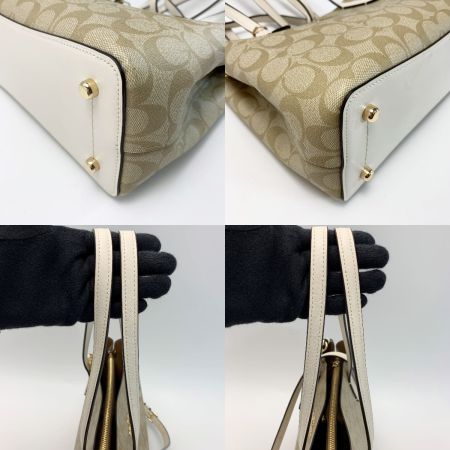  COACH コーチ 2WAYバッグ  シグネチャー F73293 ベージュ ストラップ付 ゴールド金具 レディース