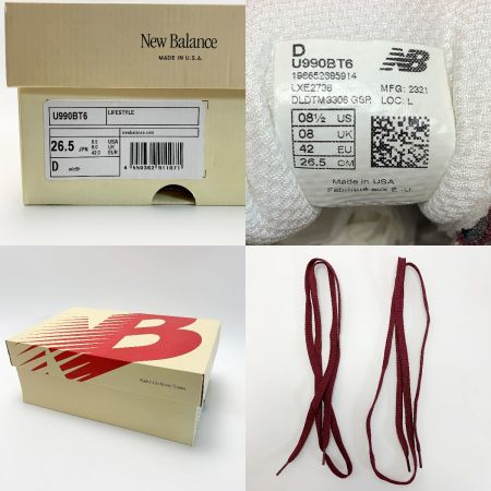  NEW BALANCE ニュー・バランス ローカットスニーカー U990BT6 ボルドー SIZE 26.5cm  メンズ