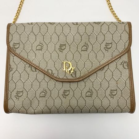  Christian Dior クリスチャンディオール ハニカム・トロッター ベージュ チェーンショルダーバッグ ゴールド金具