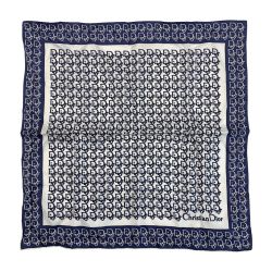 ☆☆ Christian Dior クリスチャンディオール スカーフ  トロッター  ネイビー×ホワイト シルク100% Cランク