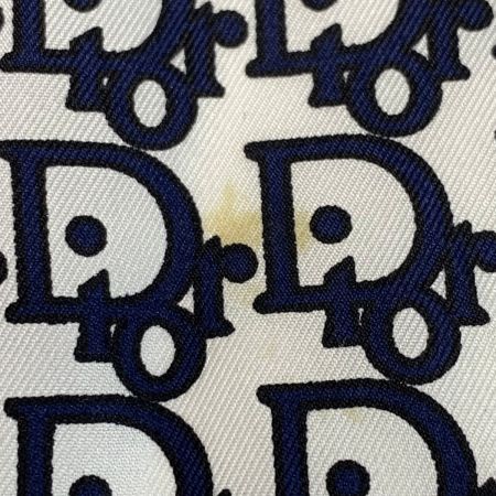  Christian Dior クリスチャンディオール スカーフ  トロッター  ネイビー×ホワイト シルク100%