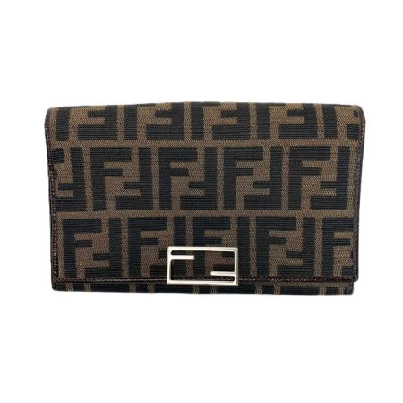  FENDI フェンディ 2つ折り長財布  ズッカ 07-15991 ブラウン キャンバス×レザー ガンチーニ金具