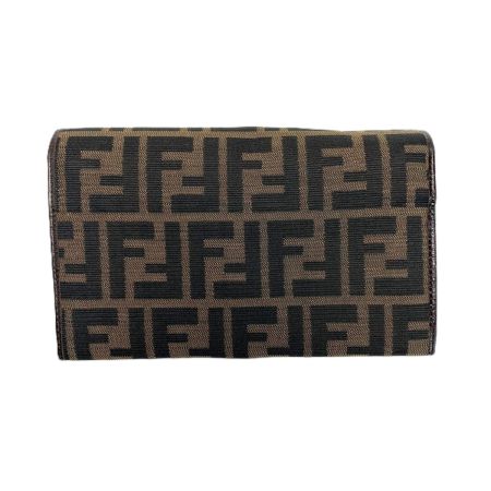  FENDI フェンディ 2つ折り長財布  ズッカ 07-15991 ブラウン キャンバス×レザー ガンチーニ金具