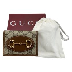 ☆☆ GUCCI グッチ 2つ折り財布 GGスプリーム 621887 ブラウン レザー ゴールド金具 Bランク