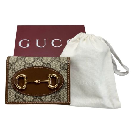  GUCCI グッチ 2つ折り財布 GGスプリーム 621887 ブラウン レザー ゴールド金具