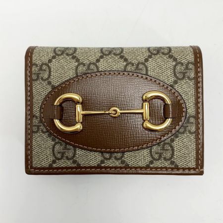  GUCCI グッチ 2つ折り財布 GGスプリーム 621887 ブラウン レザー ゴールド金具