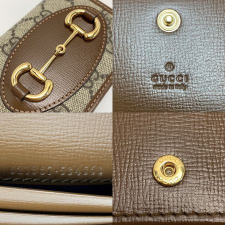  GUCCI グッチ 2つ折り財布 GGスプリーム 621887 ブラウン レザー ゴールド金具