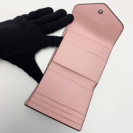  COACH コーチ 3つ折り財布 Cロゴ CF937 ピンク×ブラウン