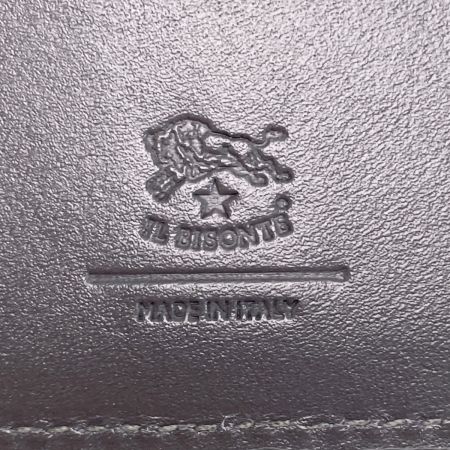  IL BISONTE イルビゾンテ 2つ折りがま口 財布 グレー レザー コンパクトウォレット 布袋有