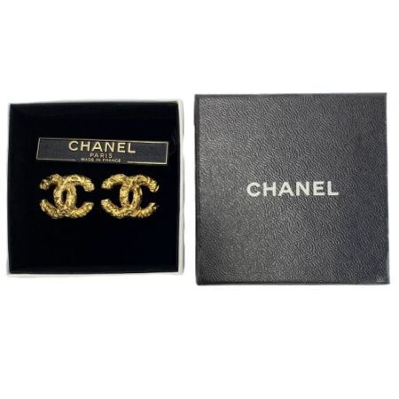  CHANEL シャネル ココマーク イヤリング メッキ ヴィンテージ溶岩 ゴールド 箱有