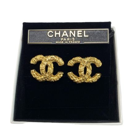 CHANEL シャネル ココマーク イヤリング メッキ ヴィンテージ溶岩 ゴールド 箱有