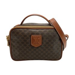 ☆☆ CELINE セリーヌ マカダム柄 2WAYバッグ M95 ブラウン ハンドバッグ ショルダーバッグ PVC×レザー Bランク