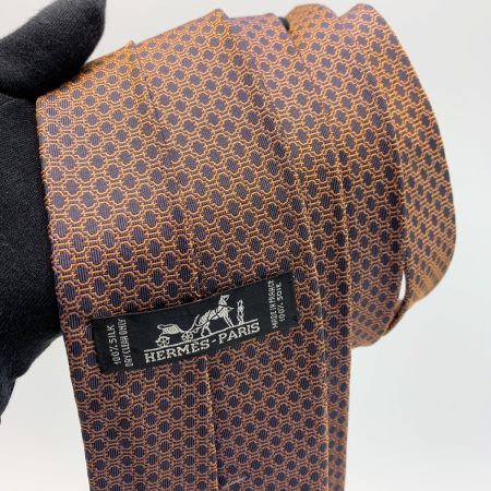  HERMES エルメス Hマーク紋章柄  レッド シルク100%