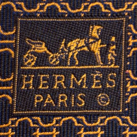  HERMES エルメス Hマーク紋章柄  レッド シルク100%