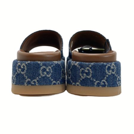 GUCCI グッチ GGデニム プラットフォームスライドサンダル 39（26cm相当） 623212 ブルー ミュール 箱・布袋有