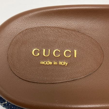  GUCCI グッチ GGデニム プラットフォームスライドサンダル 39（26cm相当） 623212 ブルー ミュール 箱・布袋有