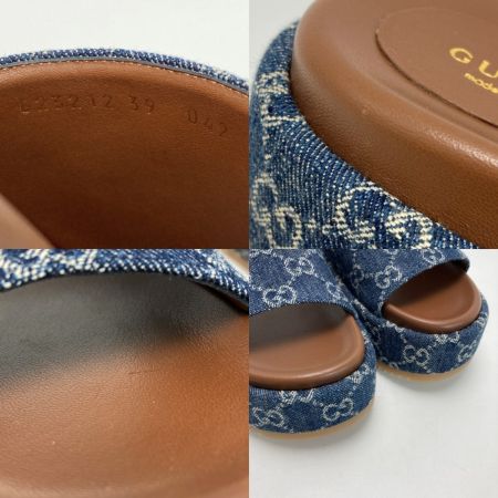  GUCCI グッチ GGデニム プラットフォームスライドサンダル 39（26cm相当） 623212 ブルー ミュール 箱・布袋有