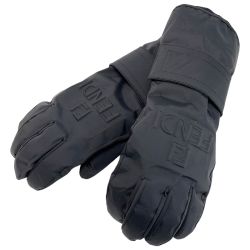 ☆☆ FENDI フェンディ エンボス加工FF FENDIロゴ 手袋 グローブ ブラック Lサイズ ナイロン Bランク