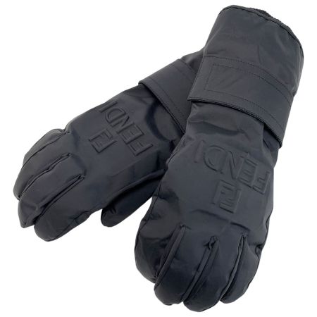  FENDI フェンディ エンボス加工FF FENDIロゴ 手袋 グローブ ブラック Lサイズ ナイロン