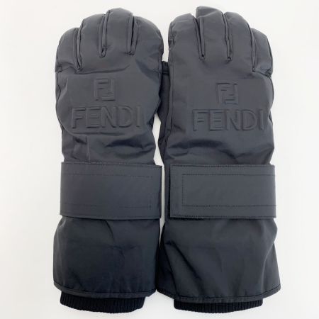  FENDI フェンディ エンボス加工FF FENDIロゴ 手袋 グローブ ブラック Lサイズ ナイロン