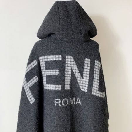  FENDI フェンディ フード付き ポンチョ ケープ マント FXX707 グレー レディース