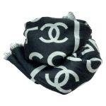 CHANEL シャネル ストール ブラック系 ギンガムチェック ウール×カシミヤ レディース CHANEL シャネル ストール ブラック系 ギンガムチェック ウール