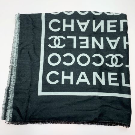  CHANEL シャネル CHANEL COCO 大判ストール  ブラック×グレー