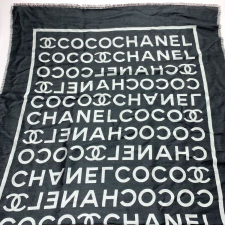  CHANEL シャネル CHANEL COCO 大判ストール  ブラック×グレー