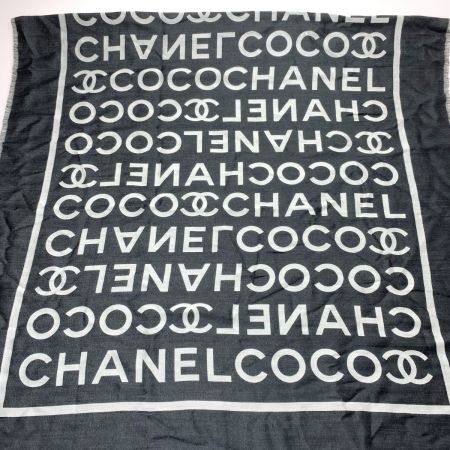  CHANEL シャネル CHANEL COCO 大判ストール  ブラック×グレー
