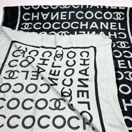  CHANEL シャネル CHANEL COCO 大判ストール  ブラック×グレー